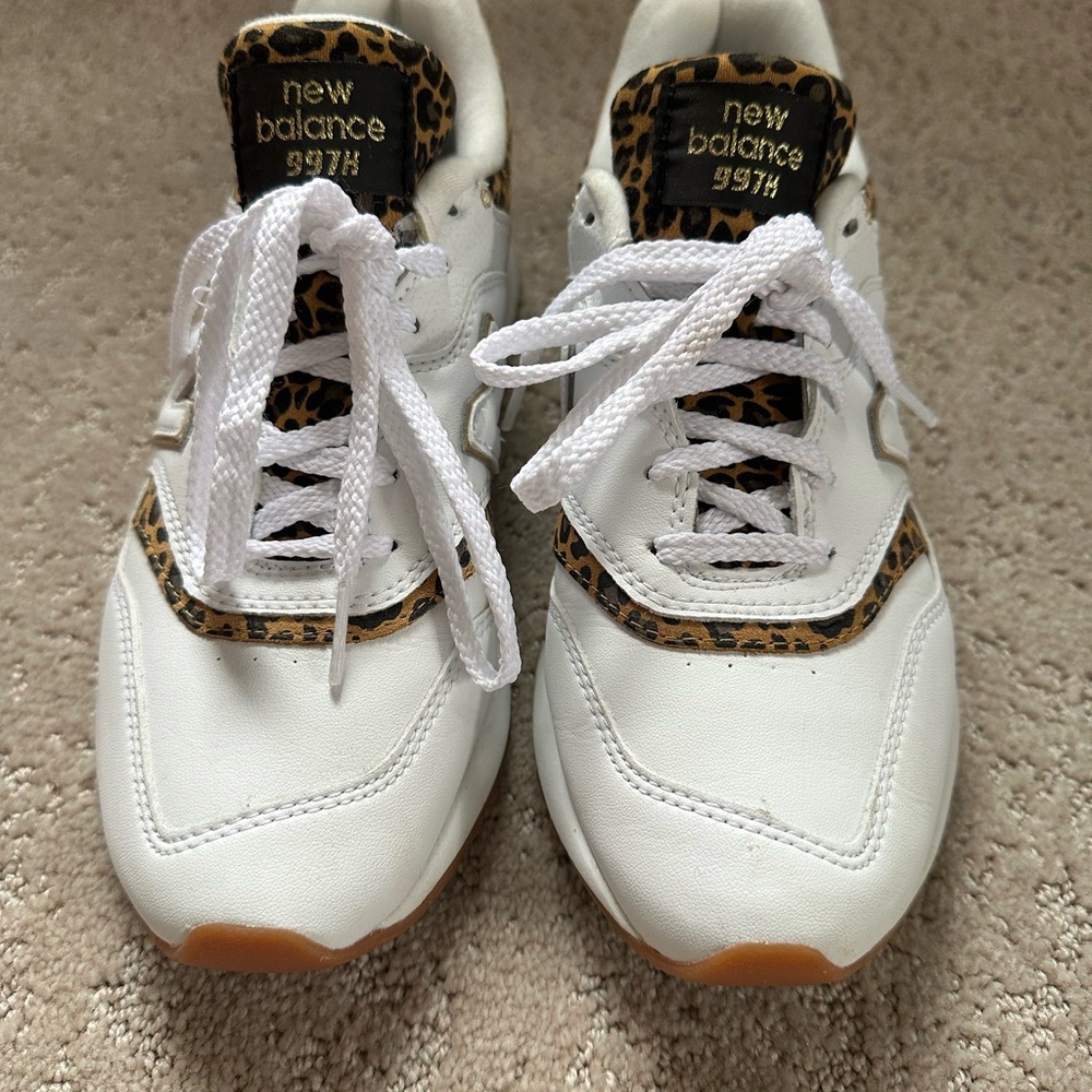 New Balance 997H White Sneakers with Leopard Accents
